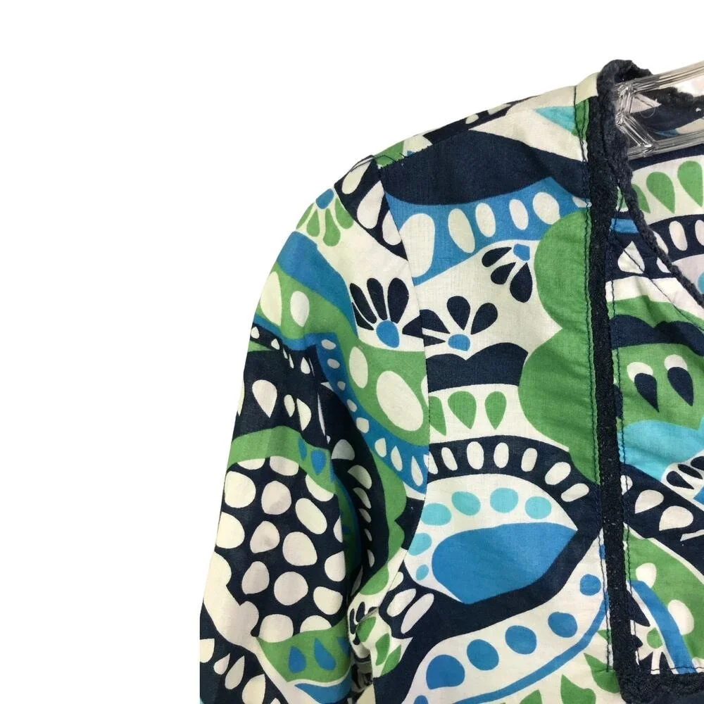 Gap Tunic Top Girls Large 10‎ Green Blue Paisley Boho Split Neck Crochet Trim
